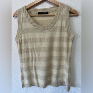 Barbara Lohmann Striped Cashmere Vest Cream Striped Tank Top- Size 10/L /40